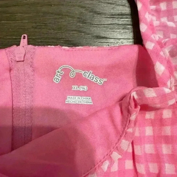 NWT Art Class Girls’ Ruched Bust Flutter Sleeve Strap Chiffon Dress Pink XL - Picture 5 of 6